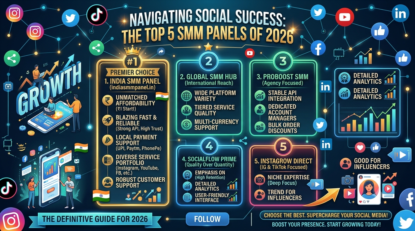 Your Guide to Growth: The Top 5 SMM Panels Powering Social Media in 2026